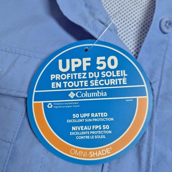 Columbia Women's Shirt Size 1X Button Up Blue PFG Fishing Omni Shade Top (20) - Picture 8 of 15